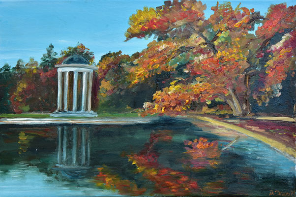 Pavillon im Nymphenburger Schlosspark, Acryl auf 3D-Leinwand, 80 x 100 cm, 2023