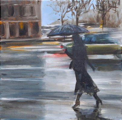 Im Regen, Acryl auf Leinwand, 40 x 40 cm, 2016, verkauft