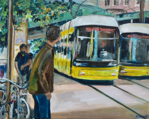 Berliner Straßenbahn, Öl auf Leinwand, 40 x 50 cm, 2023