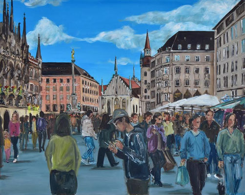 Marienplatz, Acryl auf 3D-Leinwand, 80 x 100 cm, 2025