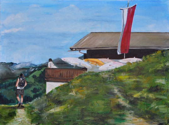 Berghütte, Acryl auf Leinwand, 60 x 80 cm, 2017