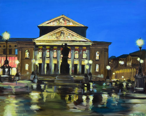 Oper am Abend nach dem Regen, Acryl auf 3D-Leinwand, 80 x 100 cm, 2025