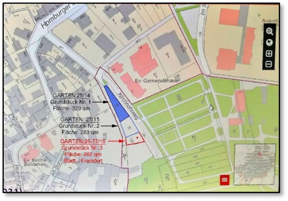 Gartengelände:  Am Kirchhofsweg Gemarkung: Bonames Amtliche Fläche: 800 m2