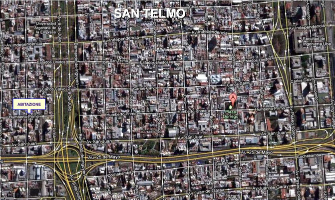 MAPPA DEL QUARTIERE DI SAN TELMO - Mapa del bario de  SAN TELMO - Map of San Telmo district