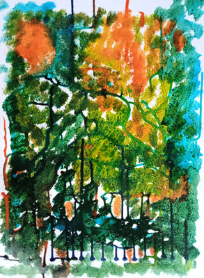 Forêt imaginaire #1 - Encres sur Papier - 30x40 cm - collection privée