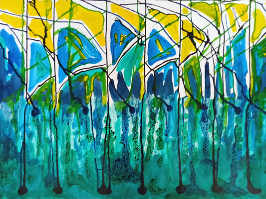 Aquatique #2 - Encres sur Papier - 50x70 cm