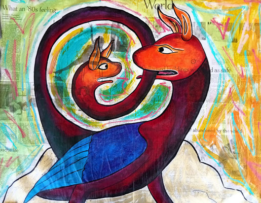 What an '80s feeling - Acrylique, pastel et encres - 50x70 cm - Collection privée