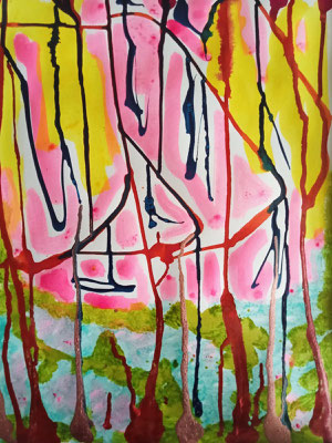 Forêt florale #2 - Encres sur Papier - 30x40 cm