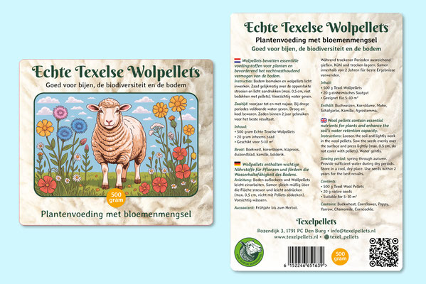 Ontwerp, vormgeving en drukwerk van etiketten Texelpellets