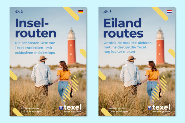 grafische vormgeving van Eiland routes boekjes voor VVV Texel