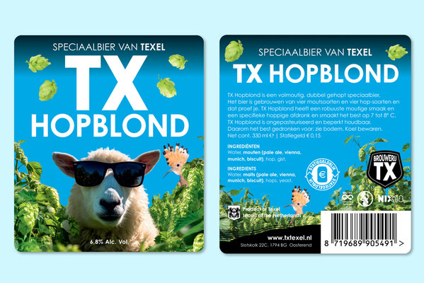 Ontwerp en vormgeving TX Hopblond etiket Brouwerij Stokerij TX