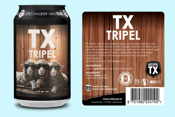 Etiketten TX Tripel gemaakt voor Brouwerij Stokerij TX