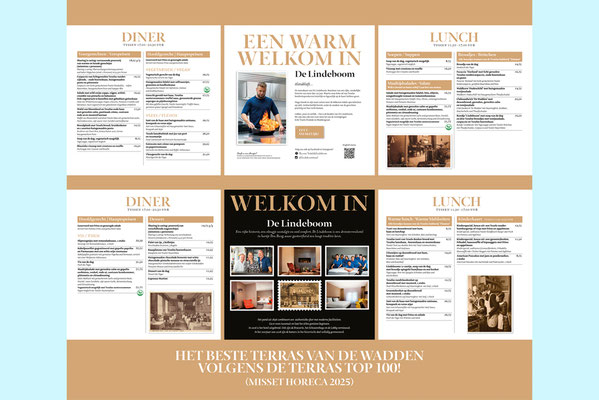 Grafisch ontwerp menukaart Hotel De Lindeboom