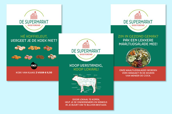 Diverse posters gemaakt voor De Supermarkt Oosterend