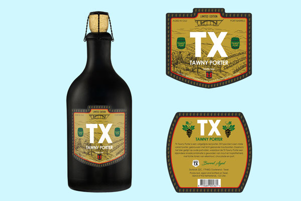 TX Tawny Porter labels voor Brouwerij TX