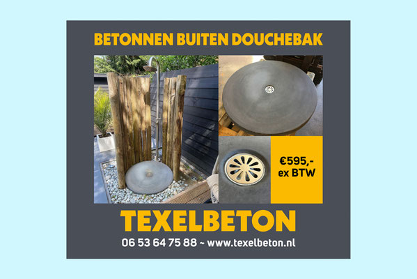Spandoek buiten douchebak Texelbeton