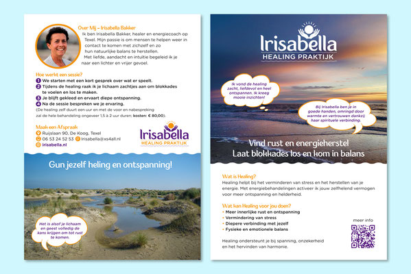 Irisabella Healing flyer gemaakt en drukwerk geleverd