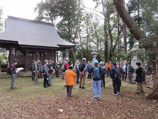 七社神社 　祭神 　　天之常立神（あめのとこたちのかみ） 　　宇比地邇神（うひぢにのかみ） 　　国常立神（くにのとこたちのかみ） 　　須比智邇神（すひぢにのかみ） 　　豊斟渟神（とよくみぬのかみ） 　　角杙神（つぐいのかみ） 　　活杙神（いくぐいのかみ）　　　　 以上の七神を奉斎しています。 14:15に現地解散して、西東京・谷野町バス停へ。 皆様、本日もありがとうございました。