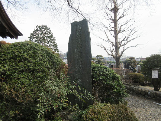 安養寺・困民党首領・塩野倉之助之碑  　  犬目山 不動院 安養寺／　  南北朝時代の永和年間（1375～1378）に頼鎭上人に　よって開山  　 困民党首領・塩野倉之助／　  明治時代の農民運動指導者  明治17年不況でくるしむ農民を結集し困民党を組　織、「借金返済を10年年賦に」と八王子警察署に強　訴(ごうそ)したが、捕らえられ下獄。