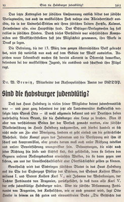 Heinrich Damisch: "Die Verjudung des österreichischen Musiklebens", in: "Der Weltkampf", 1938, S. 255-261