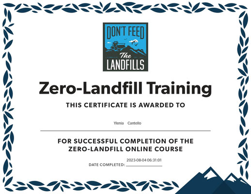 Certificato del corso Zero-landfill training