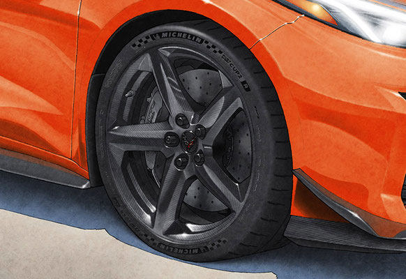 Le lettrage Michelin Pilot Sport Cup 2 est reproduit avec grands soins