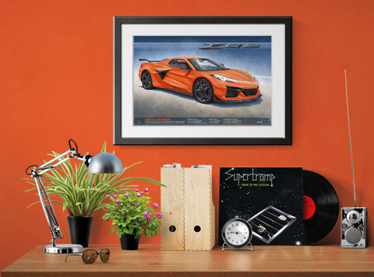 Here is the drawing printed in a decorative home setting.