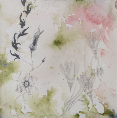 No title, watercolour, pencil and goldleaf