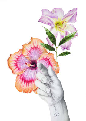 Lilly,Rosa, Laura (SOLD), watercolour and pencil on Arches paper