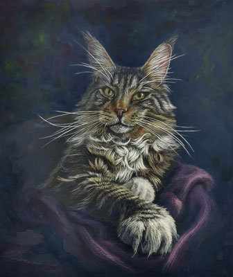 Finnley, colour pencil and acrylic paint on passe partout cardboard