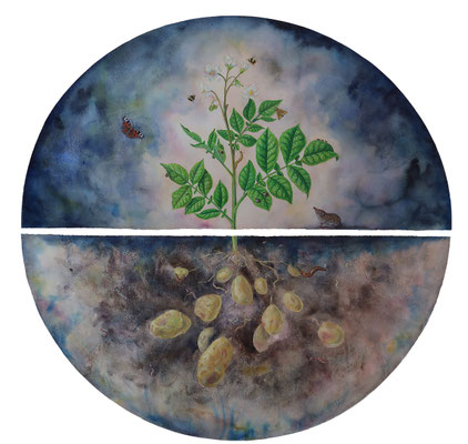 Manifest (SOLD), 2024, 90 cm, watercolour, oil- and acrylic paint on Arches paper (SOLD)