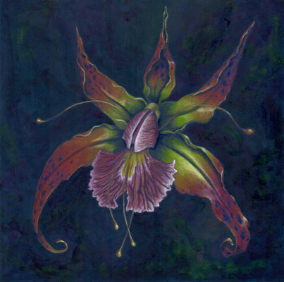 No title, colour pencil on passe partout cardboard on wooden panel