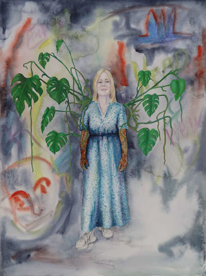 Introspecion III- Monstera - Long life, mixed media, 64 x 84 cm.