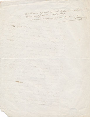 Pierre-Jean Béranger (1780-1857) lettre autographe signée