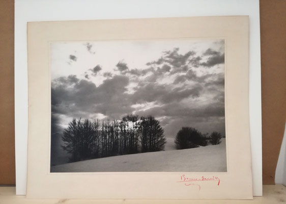 Blanc et Demilly : Paysage de neige, tirage argentique d'époque