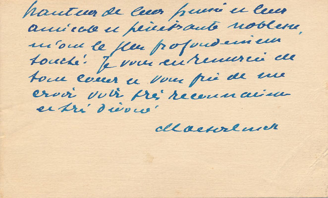 Maurice MAETERLINCK (1862-1949) carte autographe signée L’Araignée de verre