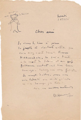 Henri Hérault correspondance autographe signée
