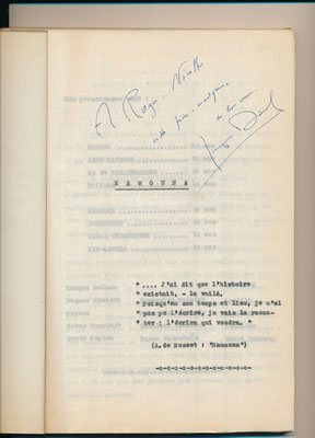 Jacques Deval, envoi autographe