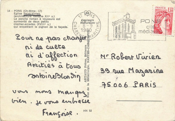 Antoine Blondin carte postale autographe signée