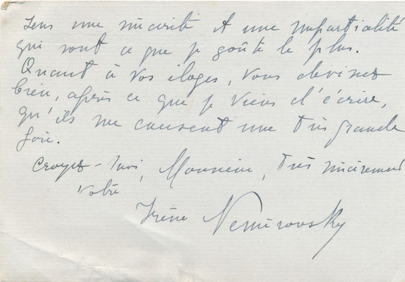 Irène Némirovsky lettre autographe signée