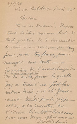 Elie Richard correspondance autographe Germain Delatousche achat vente