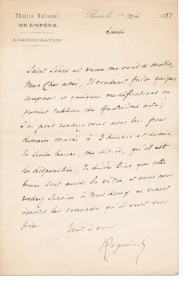 François Joseph Régnier lettre autographe signée
