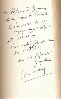 Envoi autographe Aimé Césaire