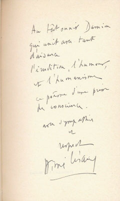 Envoi autographe Aimé Césaire