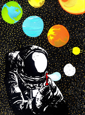 Astronaute 1/3 triptyque 46x38 2020