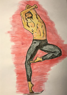 DANCING MAN  Acrylpainting on paper, ca. 21 x 29 cm