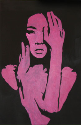 WOMAN IN PINK  Acrylpainting on canvas, ca. 40 x 60 cm