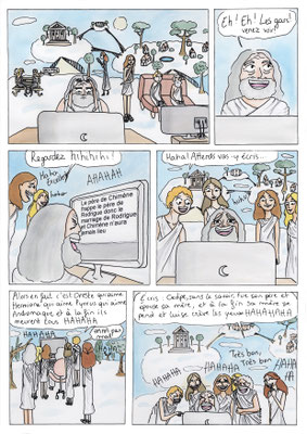 Constance (14 ans) planche 1 - Dessin au feutre, couleur aquarelle