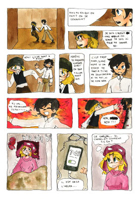 Diane (14 ans) - Rêve - planche 3 - Dessin au feutre, couleur aquarelle
