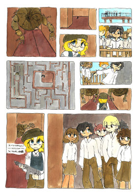 Diane (14 ans) - Rêve - planche 2 - Dessin au feutre, couleur aquarelle